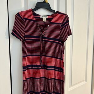 Say What? Red and Black Striped Lace-Up Top